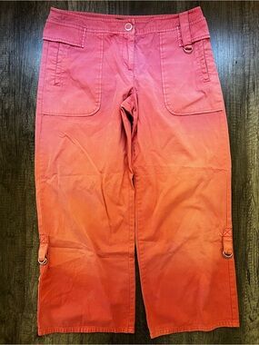 Ombre Coral-to-Orange Cargo Capris